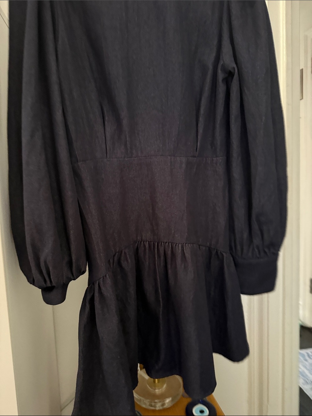 Commense Navy Long Sleeve Jean Tiered Mini Dress - Picture 11 of 12